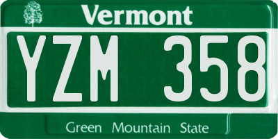 VT license plate YZM358