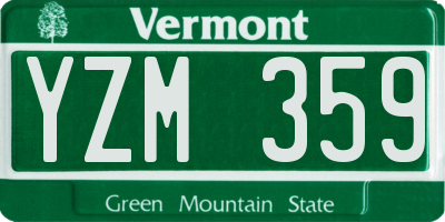 VT license plate YZM359