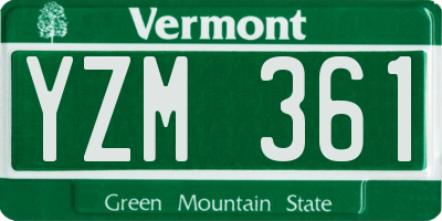 VT license plate YZM361