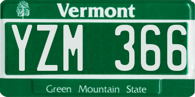 VT license plate YZM366