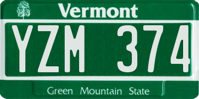 VT license plate YZM374