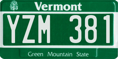 VT license plate YZM381