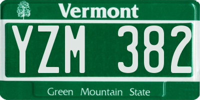 VT license plate YZM382