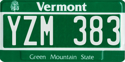 VT license plate YZM383