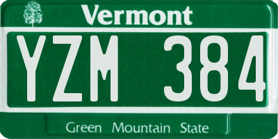 VT license plate YZM384