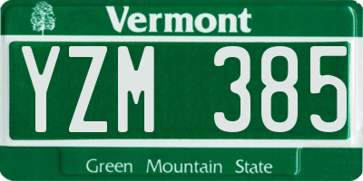 VT license plate YZM385