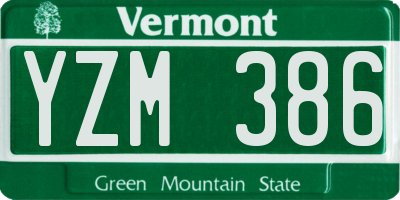 VT license plate YZM386