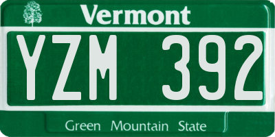 VT license plate YZM392