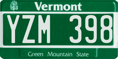 VT license plate YZM398