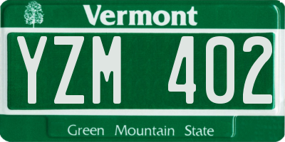 VT license plate YZM402