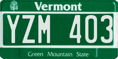 VT license plate YZM403