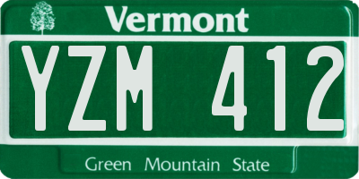 VT license plate YZM412