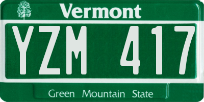 VT license plate YZM417