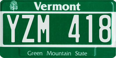 VT license plate YZM418