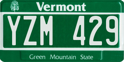 VT license plate YZM429