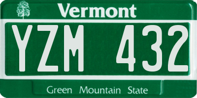 VT license plate YZM432