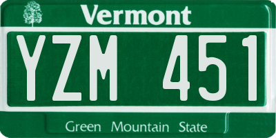VT license plate YZM451