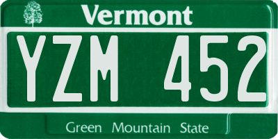 VT license plate YZM452