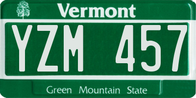 VT license plate YZM457