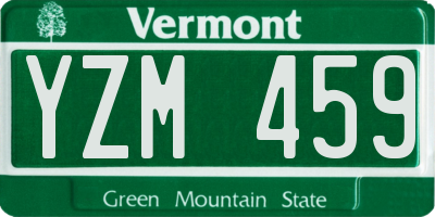 VT license plate YZM459