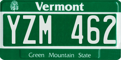 VT license plate YZM462