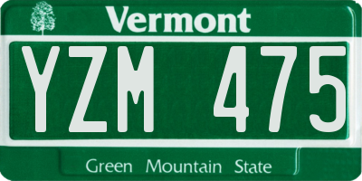 VT license plate YZM475