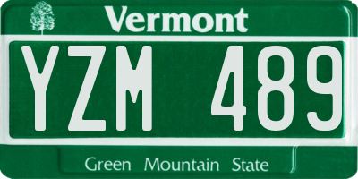 VT license plate YZM489
