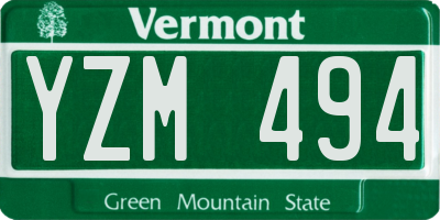 VT license plate YZM494