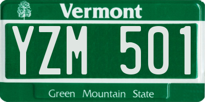 VT license plate YZM501