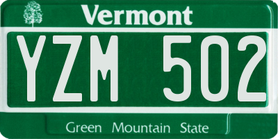 VT license plate YZM502