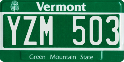 VT license plate YZM503