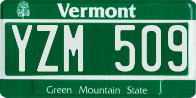 VT license plate YZM509