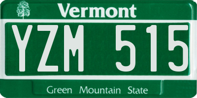 VT license plate YZM515