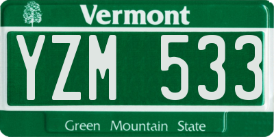 VT license plate YZM533