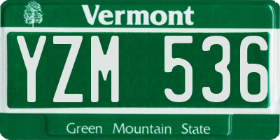 VT license plate YZM536