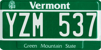 VT license plate YZM537