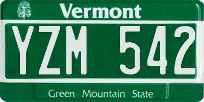 VT license plate YZM542