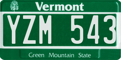 VT license plate YZM543