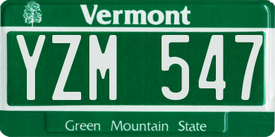 VT license plate YZM547