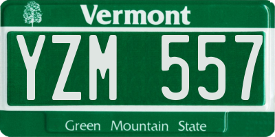 VT license plate YZM557