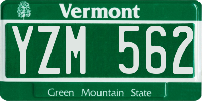 VT license plate YZM562