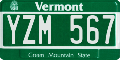 VT license plate YZM567
