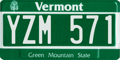 VT license plate YZM571