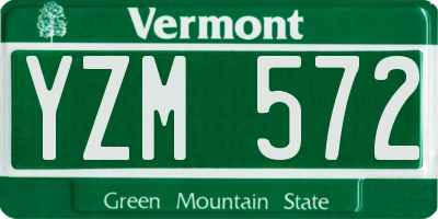 VT license plate YZM572