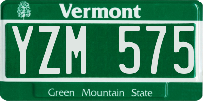 VT license plate YZM575