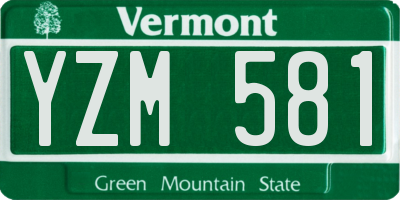 VT license plate YZM581
