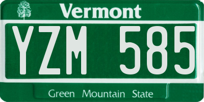 VT license plate YZM585