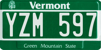 VT license plate YZM597