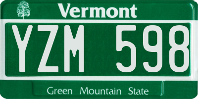 VT license plate YZM598