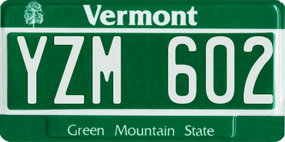 VT license plate YZM602